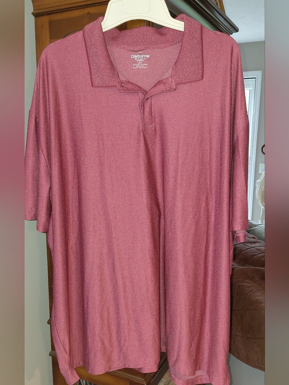 Claiborne Big Men's Polo Shirt in Dusty Rose Pink